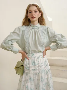 ??Final Sale??Aylin Mock Neck Embroidered Shirt NonChafing Fabric MultipanelLayout