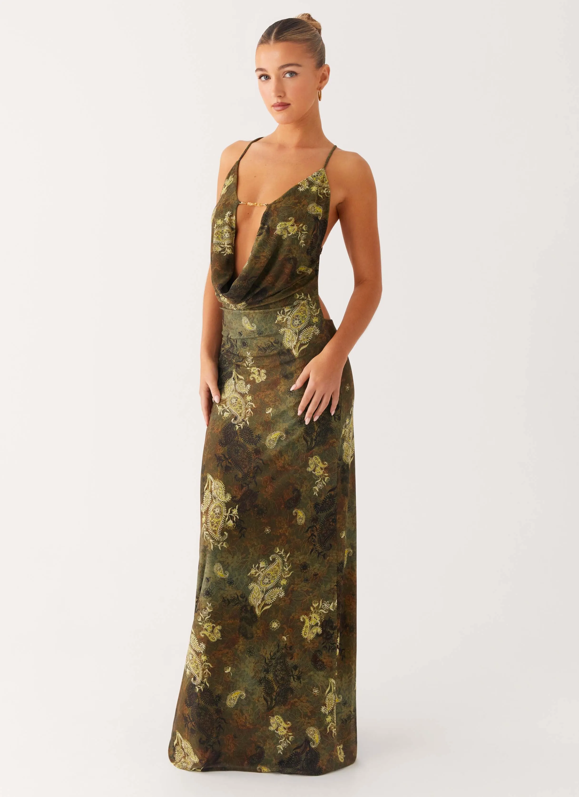 Stretchable Star Fields Maxi Dress - Cyber Floral