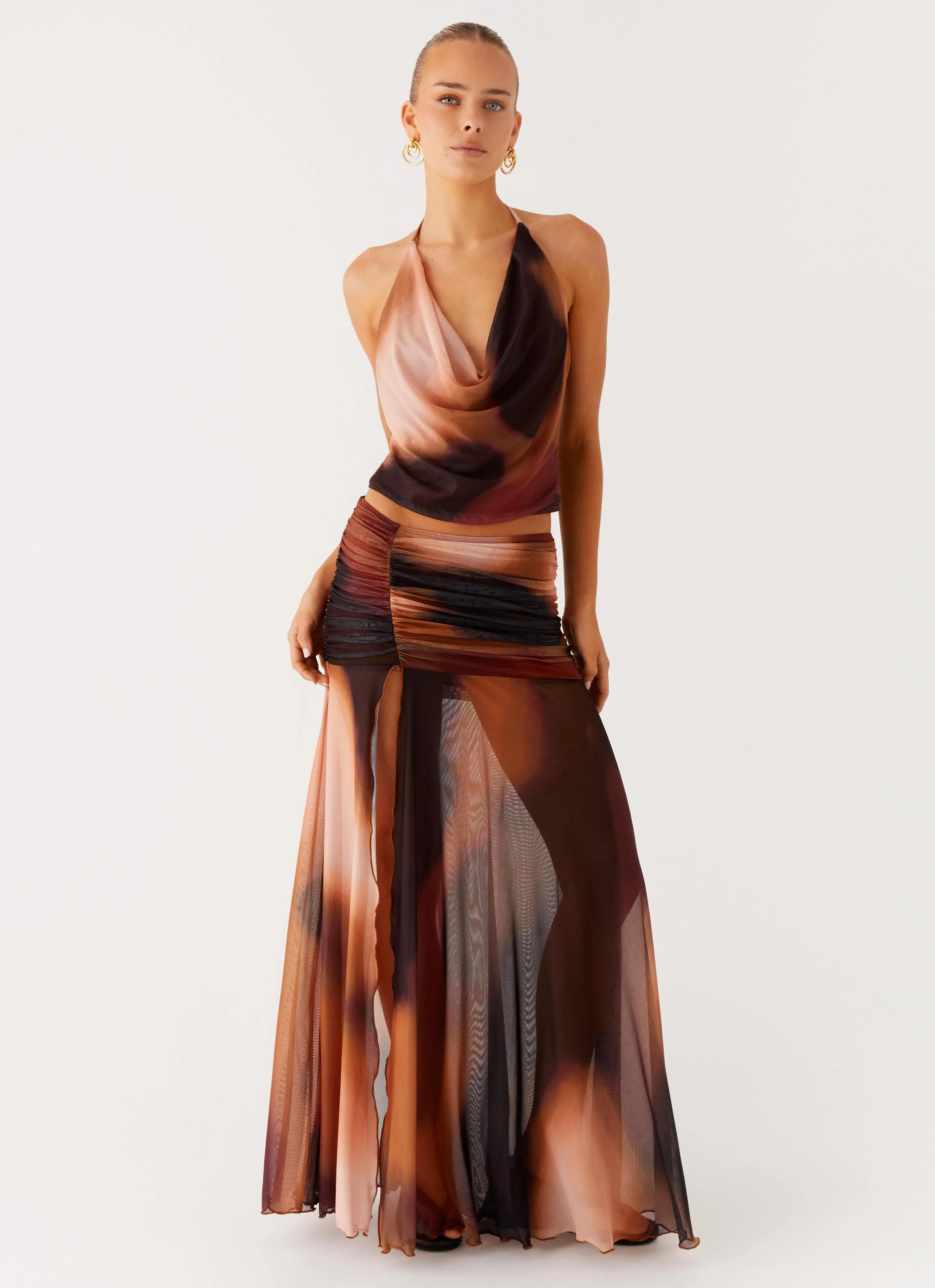 Stargazer Mesh Cowl Top - Black Gradient Versatile Style Soft touch finish