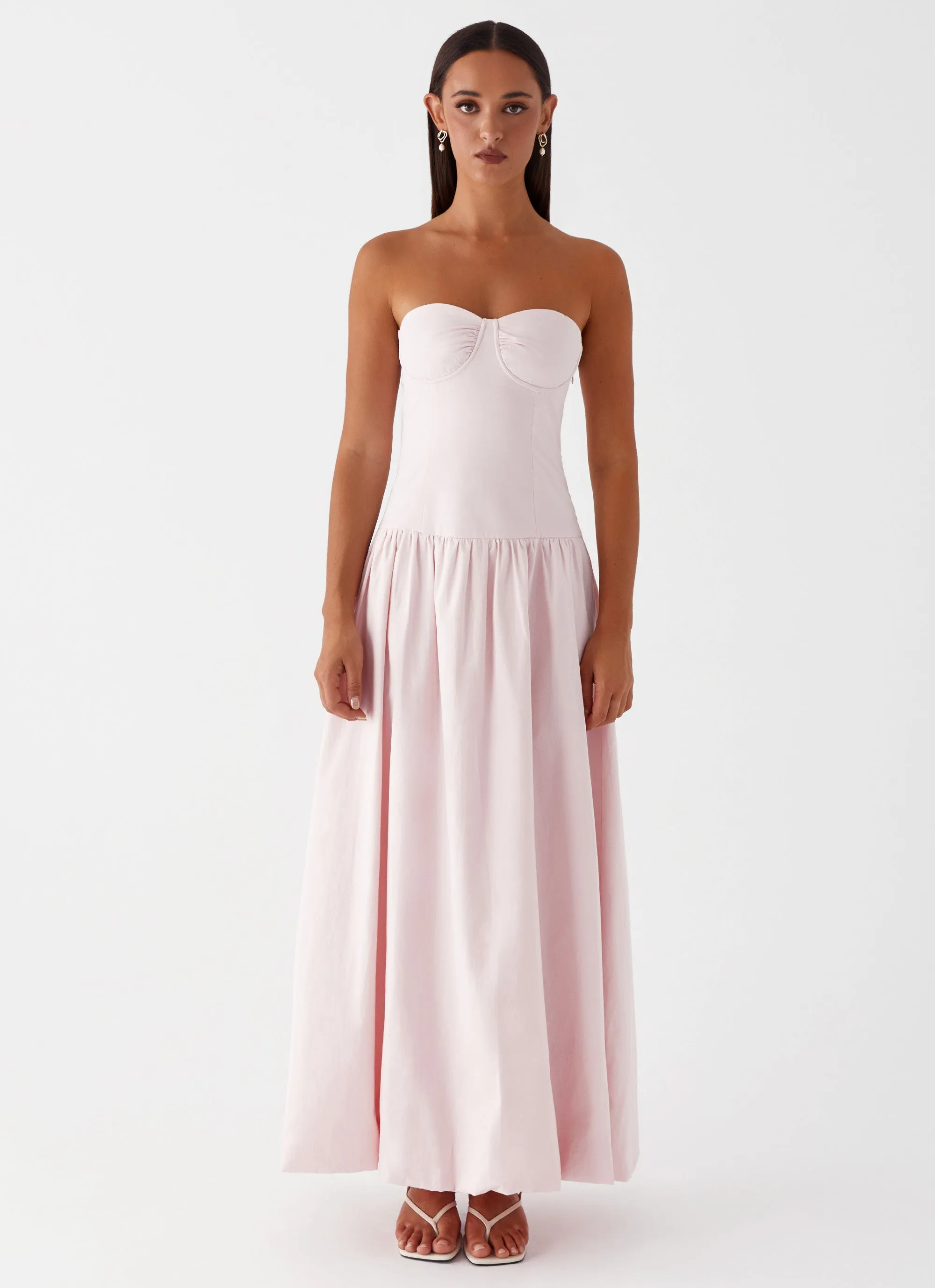 Starla Maxi Dress - Pink Layered Fabric Slim Form
