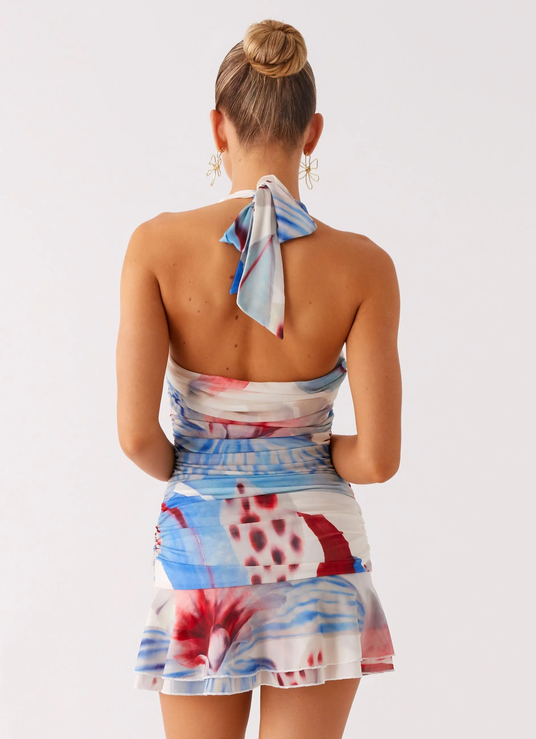 StretchableKnit Starlit Night Mini Dress - Deep Sea Bloom