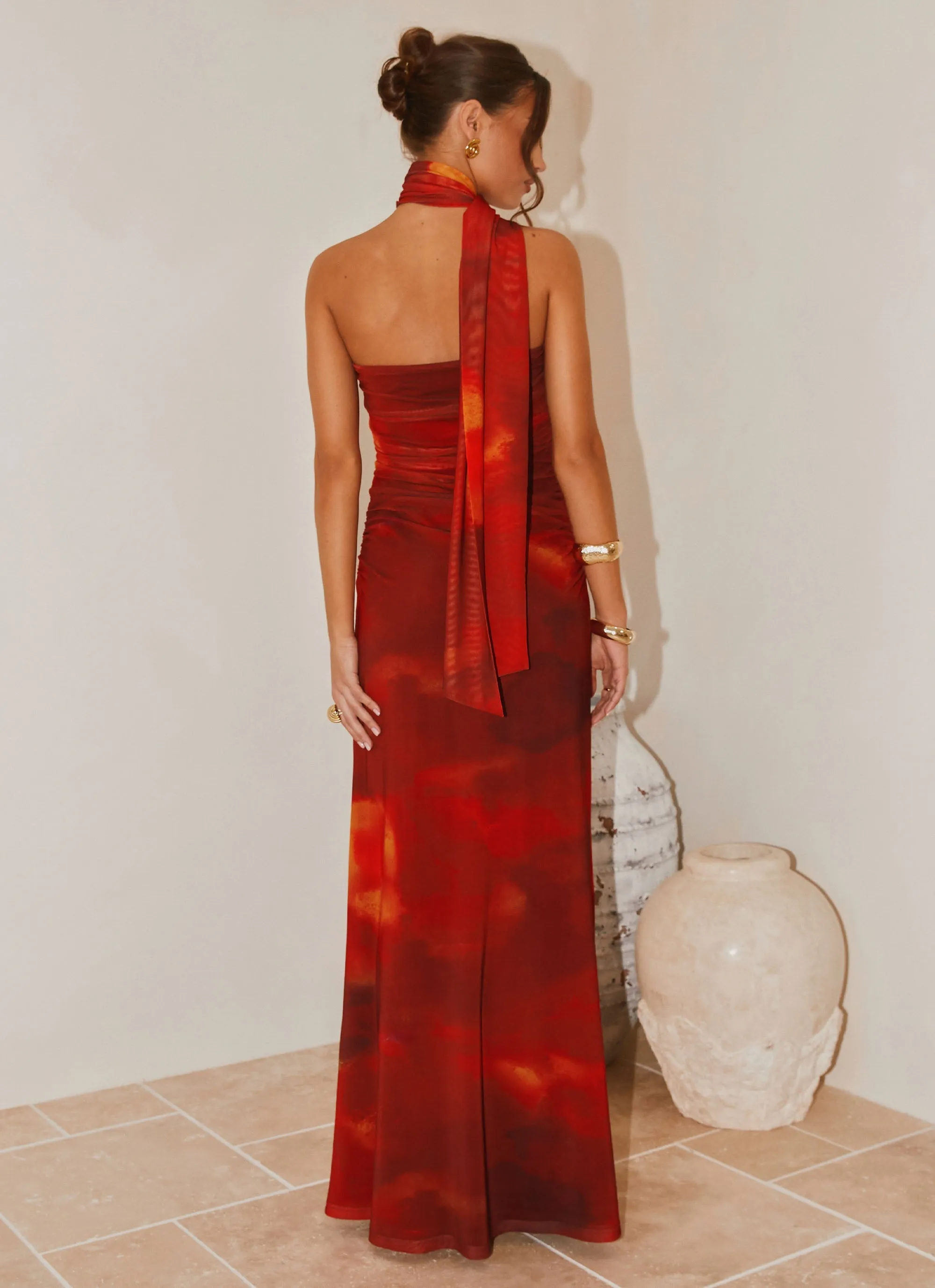 Songbird Maxi Dress - Scarlet Blur Bright Bloom