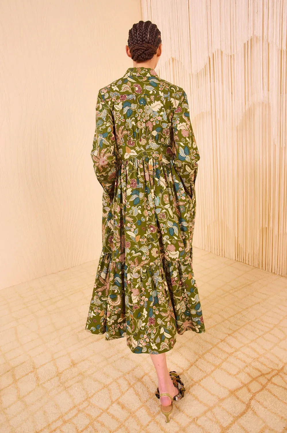 Ulla Johnson Eryn Long Sleeve Midi Dress - Lichen Anniversary-Event Ready Glow