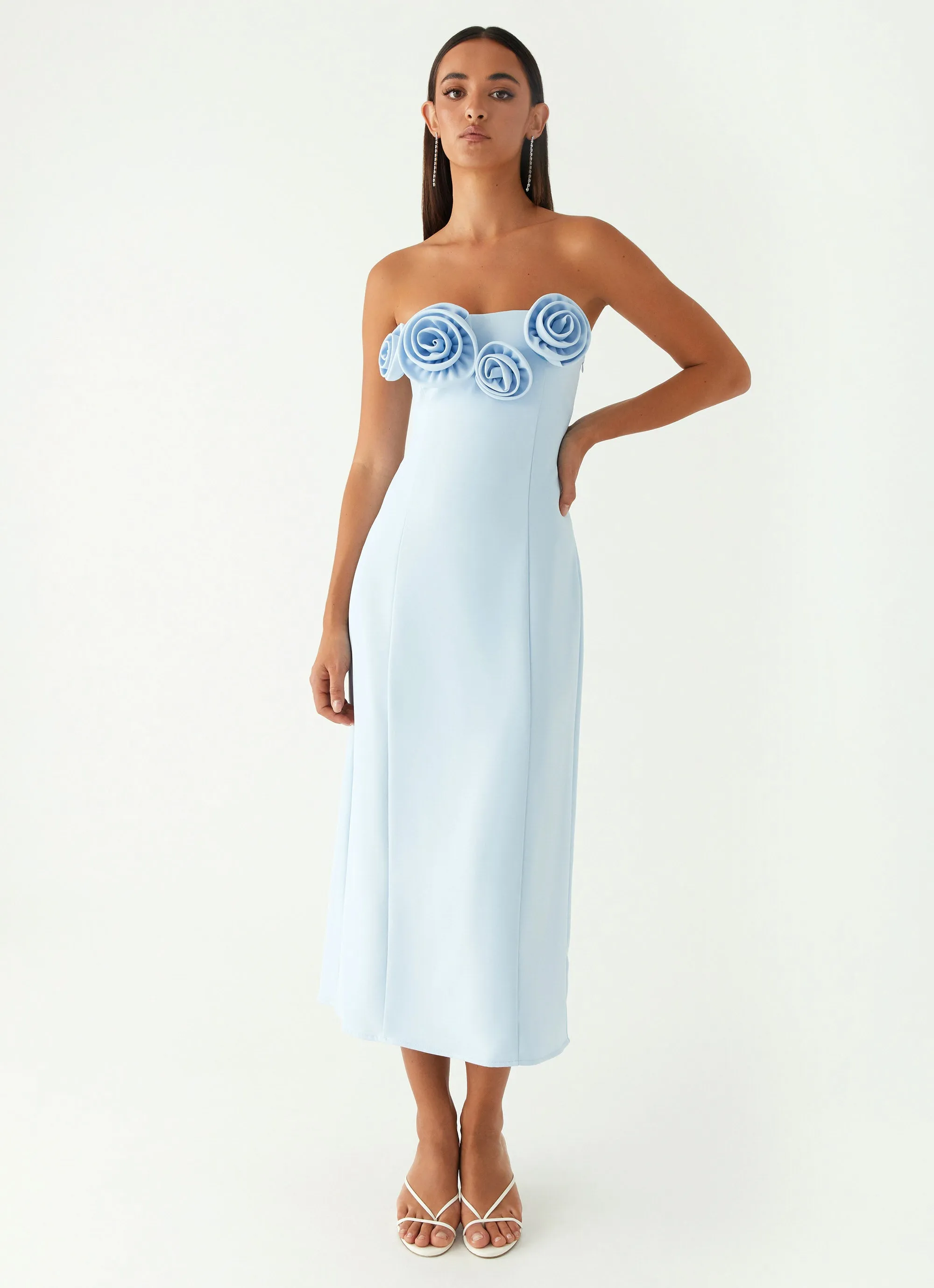 Classic Cut Contemporary Layer Patsie Strapless Midi Dress - Blue