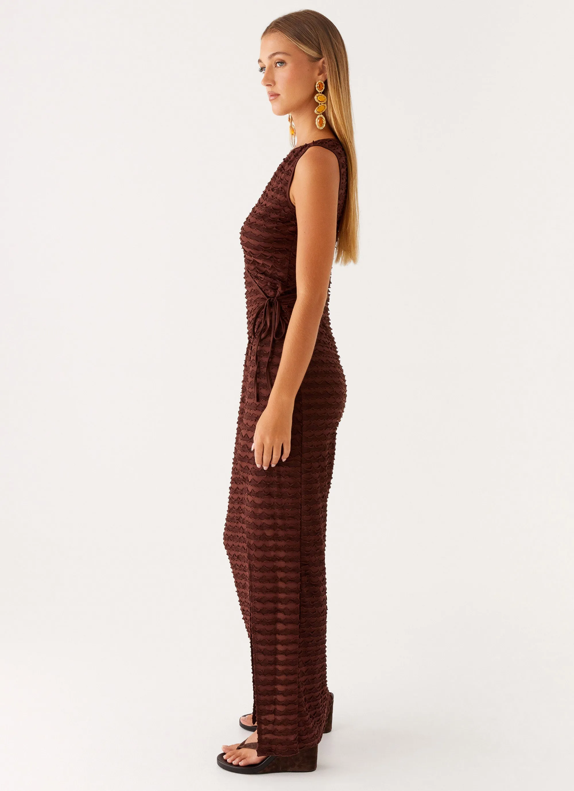 Sterling Wrap Maxi Dress - Chocolate Natural Light Soft Layers