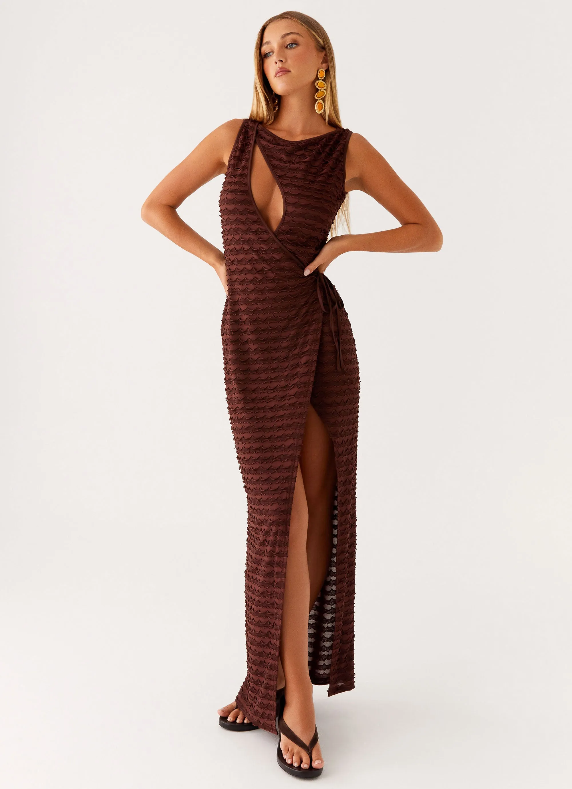 Perfect Wearable Sterling Wrap Maxi Dress - Chocolate
