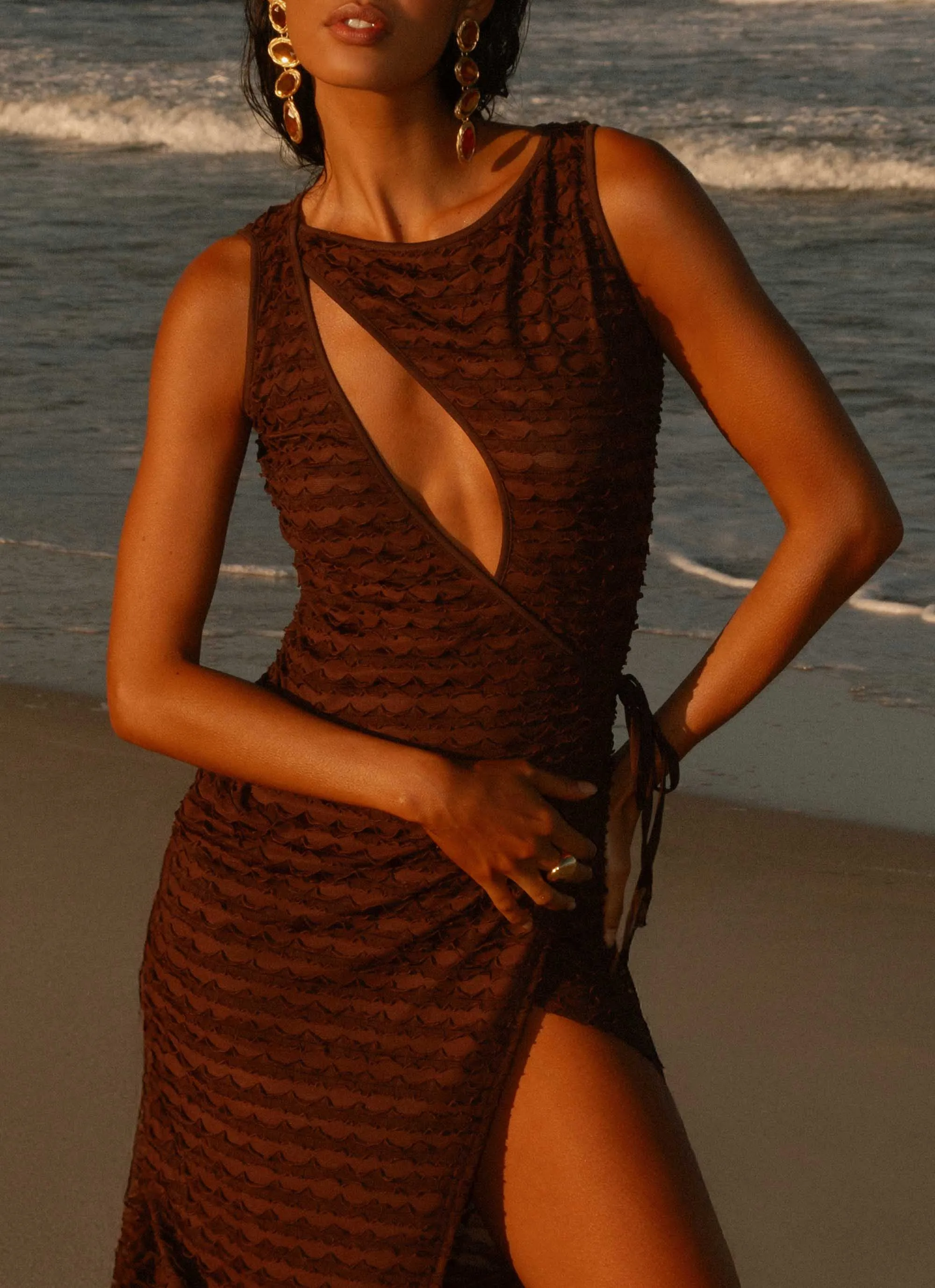 Sterling Wrap Maxi Dress - Chocolate Trendy floral dress Tulle-Overlay