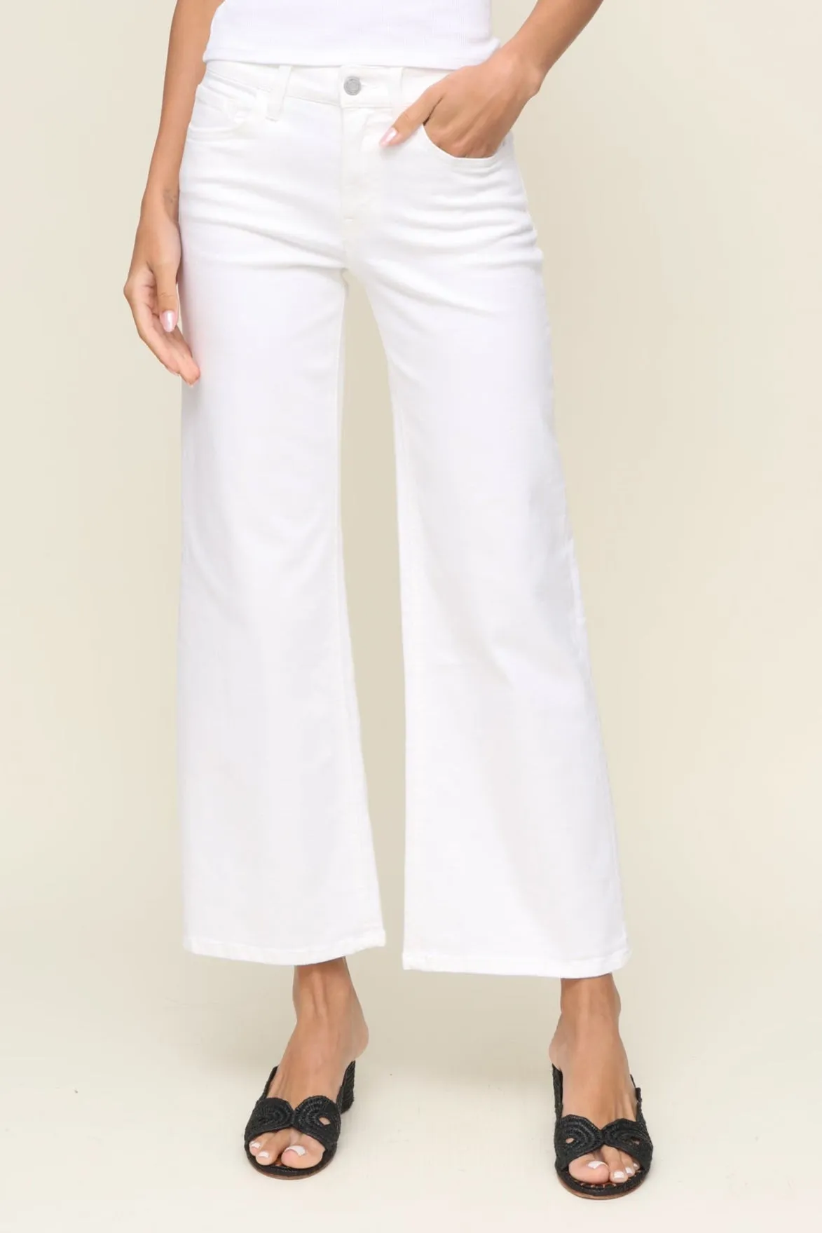 Air Circulation Mid Rise Wide Leg White