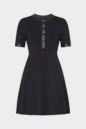 Leather Detail Flare Knit Mini Dress Smart And Comfortable Chic Energy