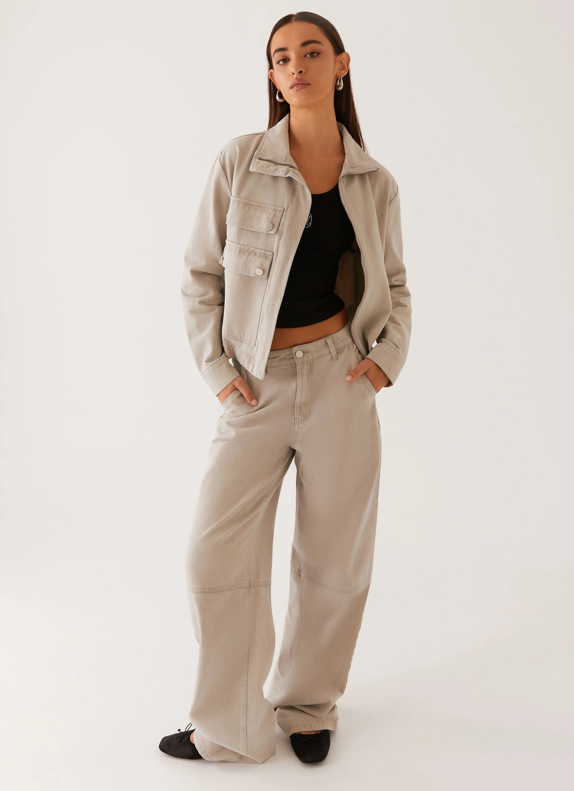 Essential Wear Milani Balloon Denim Jeans - Grey