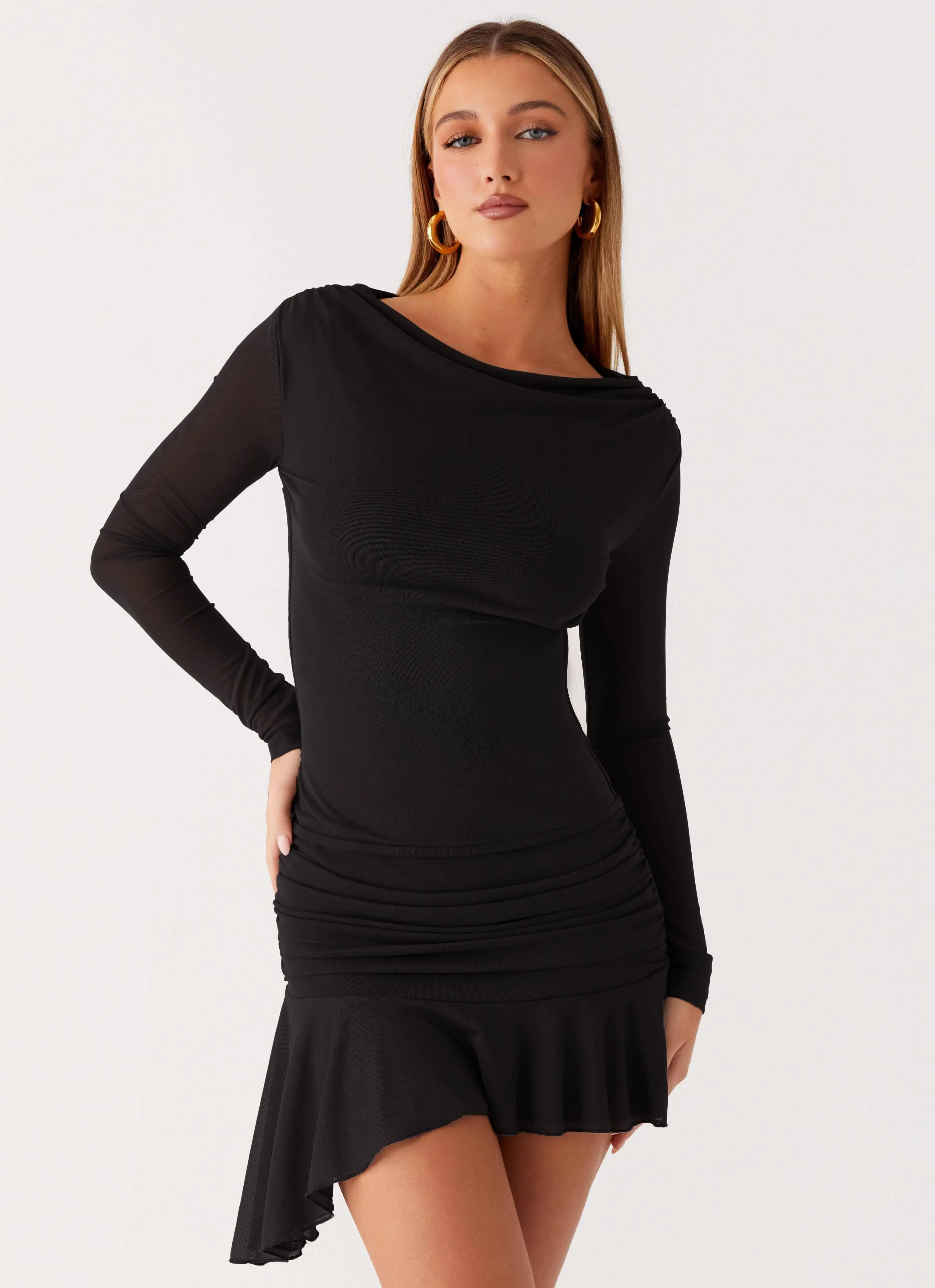 Juliana Mini Dress - Black Stud-Detail Water-resistant