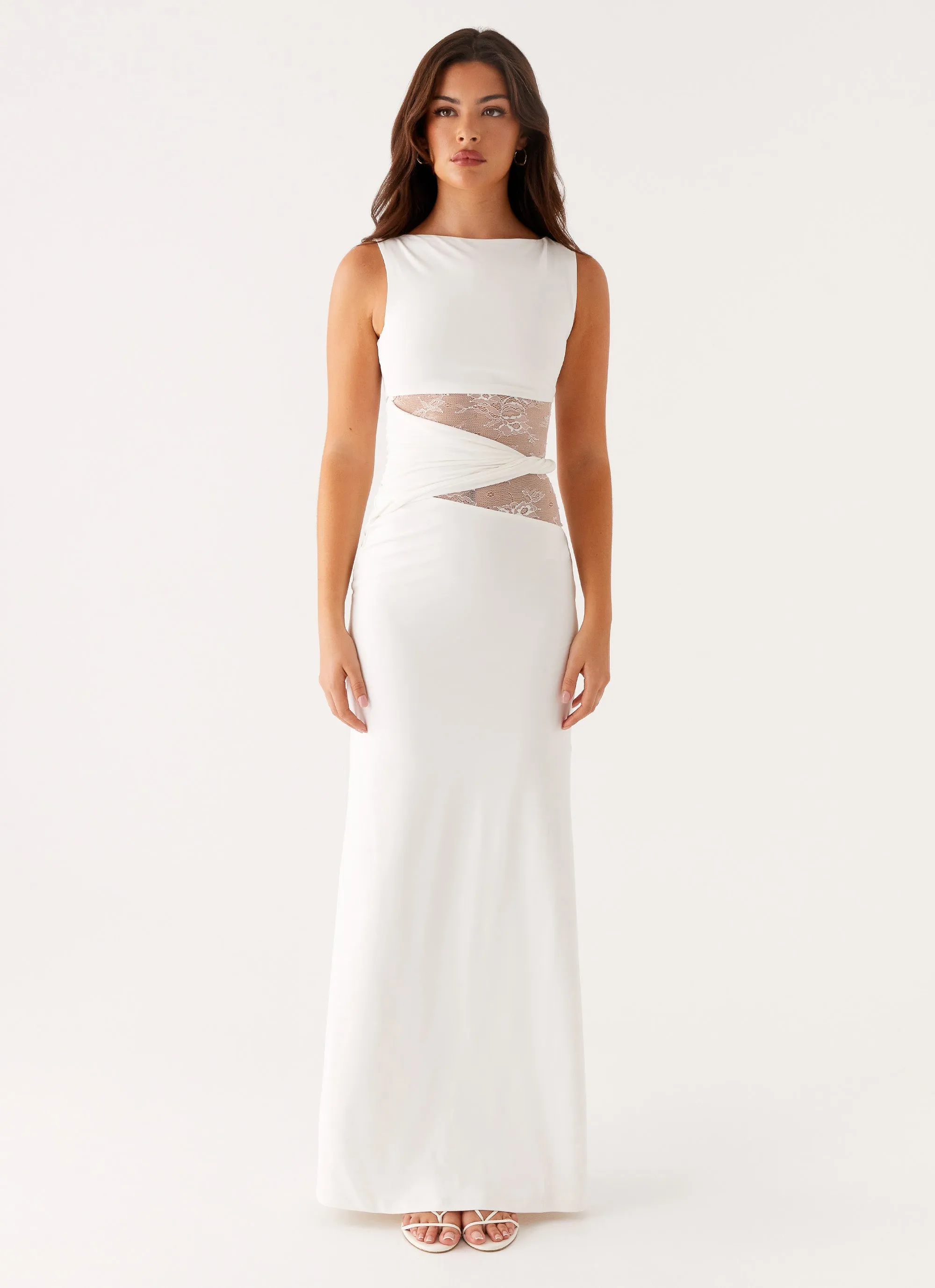 Karma Maxi Dress - White Flower Grace Comfort Layer Wear