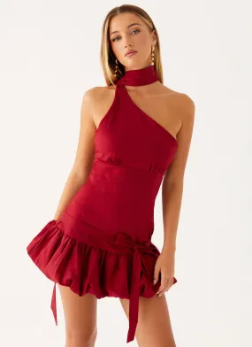 Cultural Heritage Patchwork Design Belina Scarf Mini Dress - Merlot