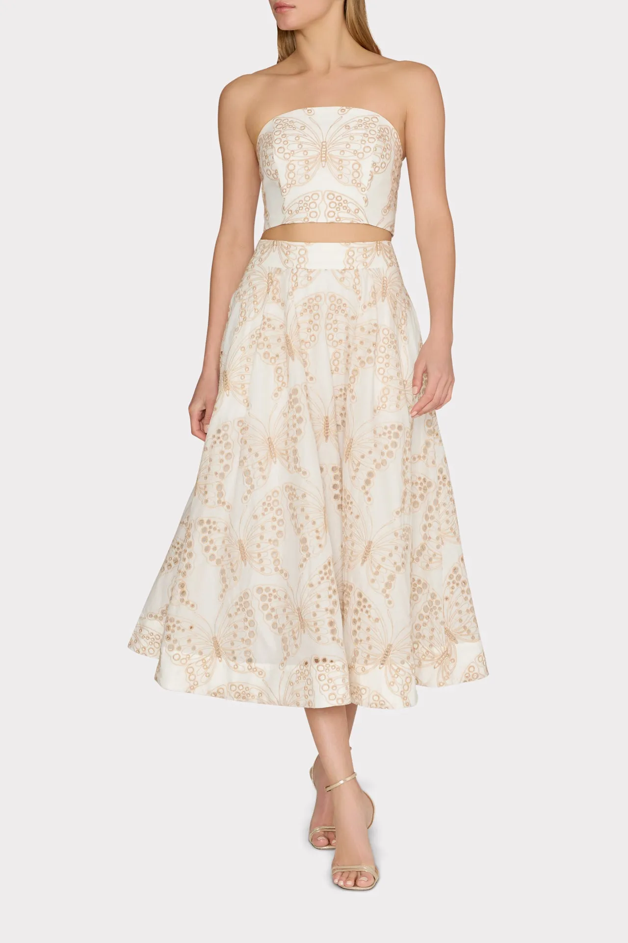 Cozy Wear Butterfly Eyelet Strapless Crop Top