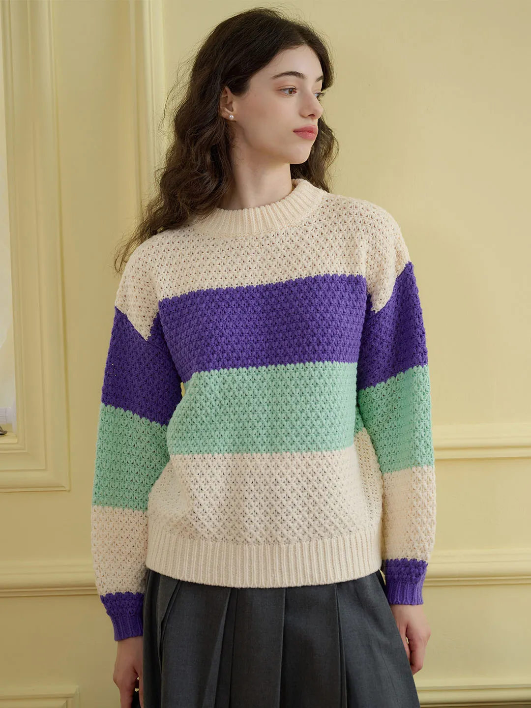 DoubleStitched Adjustable Hem ??Final Sale??Esther Color-Blocked Ribbed Cozy Sweater