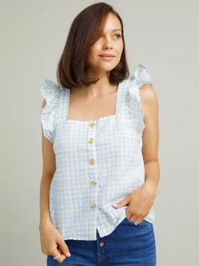 Gemma Plaid Top - Blue DurableWeave