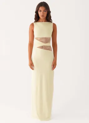 Soft-Lining Flattering Design Wear Karma Maxi Dress - Yellow