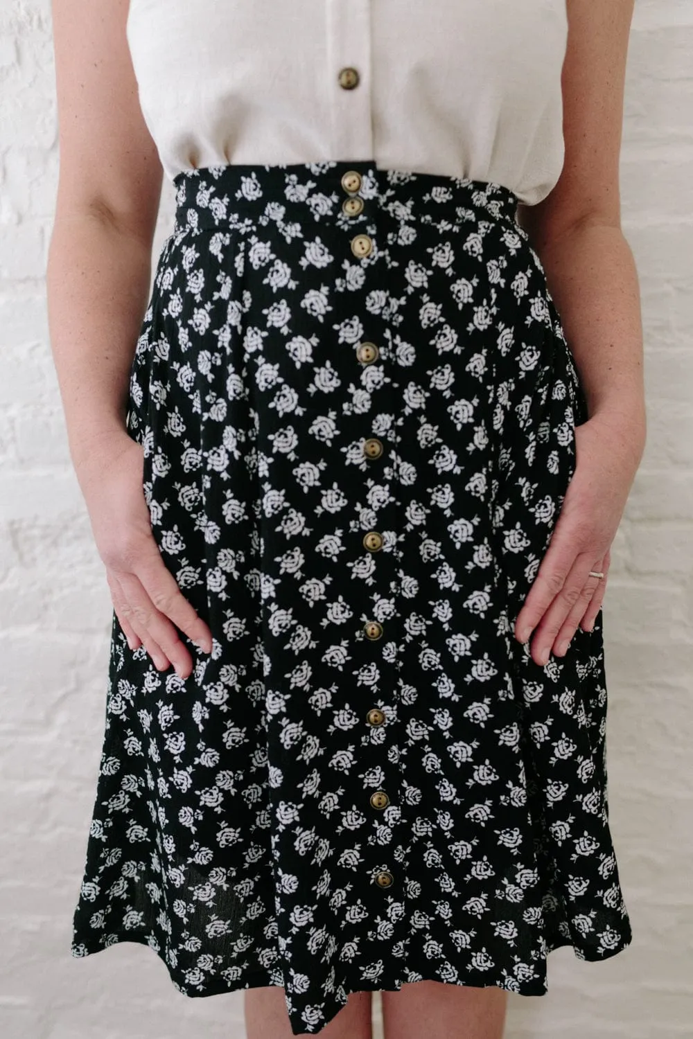 Bae Skirt in Black Rose Crepe Wardrobe Essential