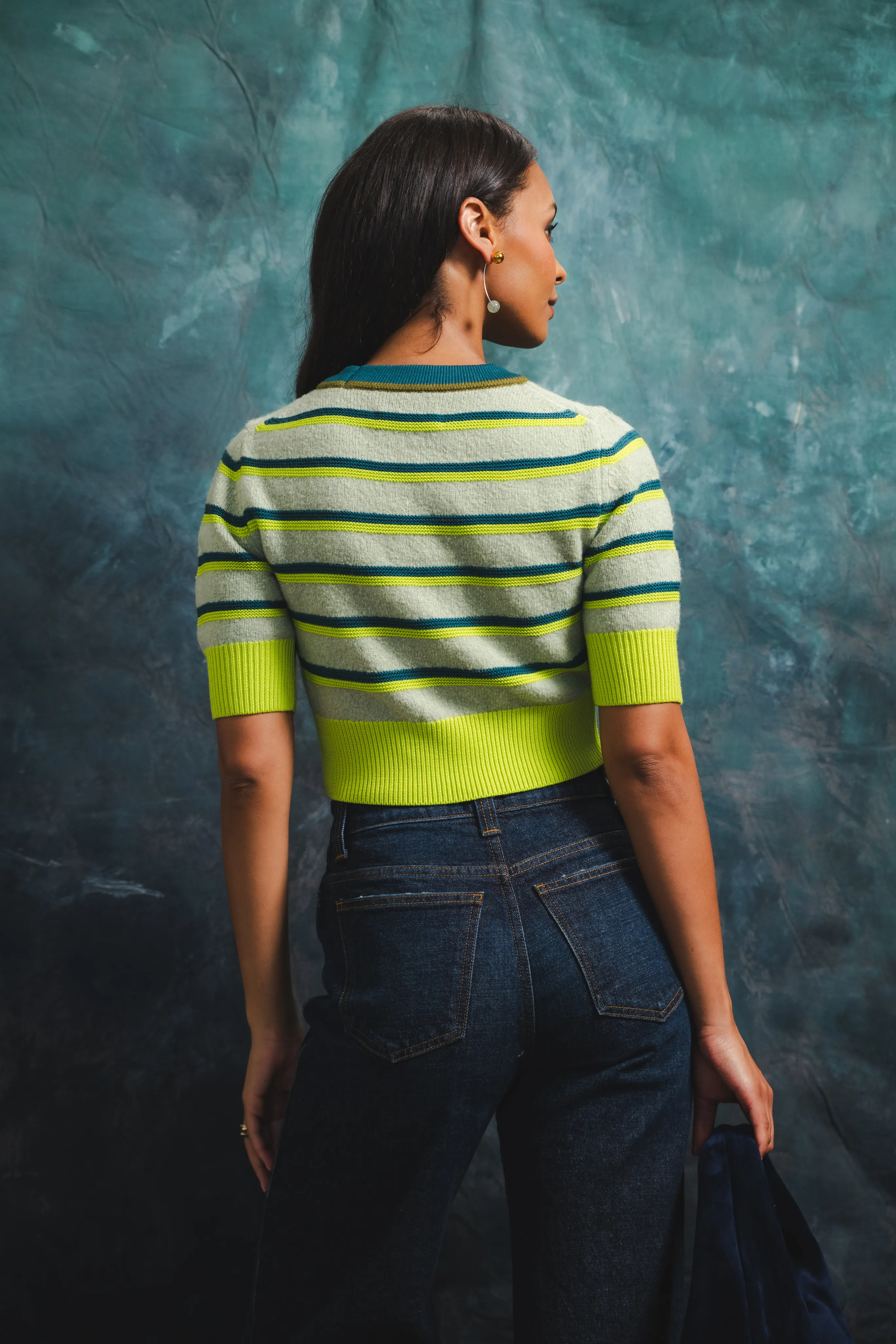 Cold Weather Striped Cropped Ringer Tee