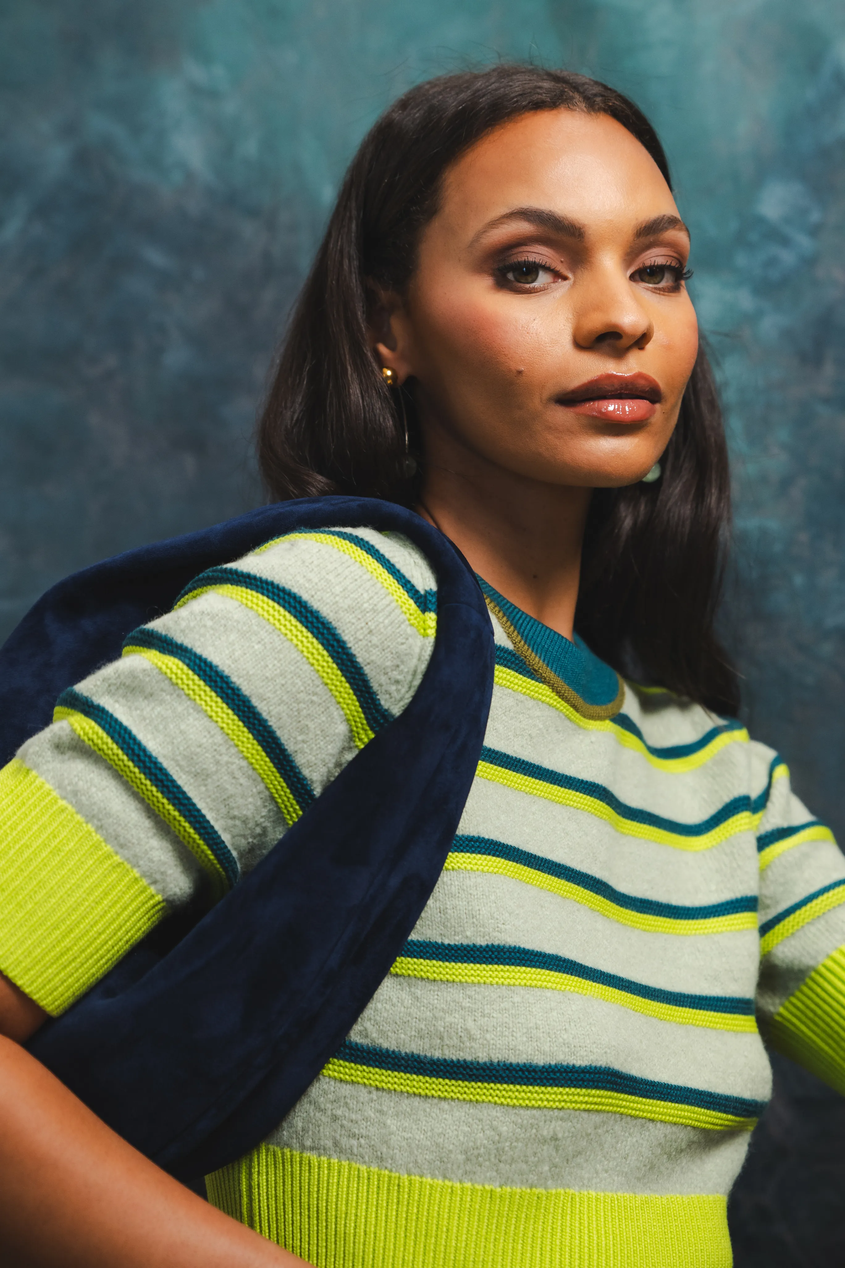 Zero Waste Production Label Striped Cropped Ringer Tee