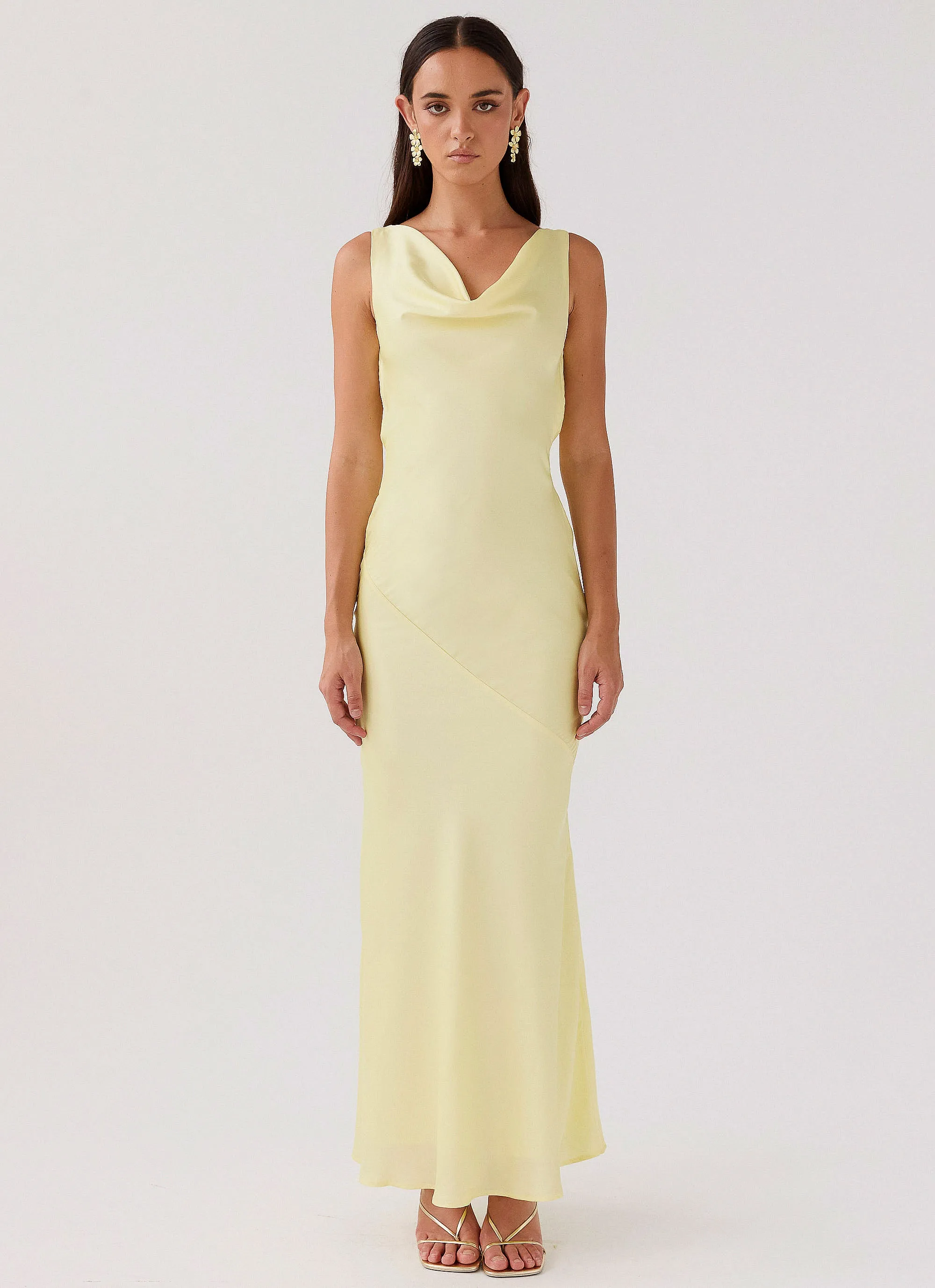 Be Mine Satin Maxi Dress - Canary Skin Touch Dew Glow