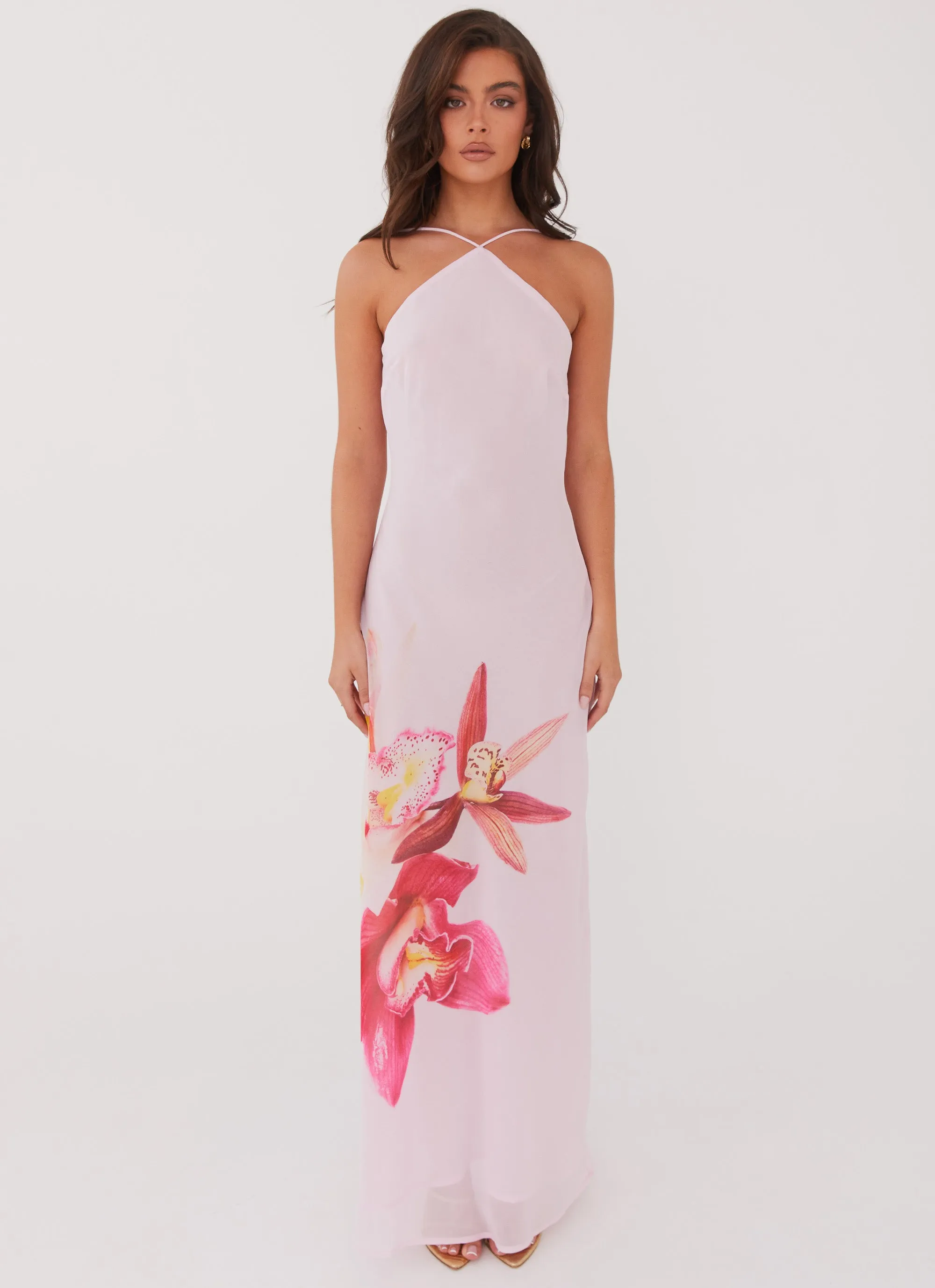 Blossom Hearts Maxi Dress - Pink Peony Soft Motion Elegant Cut