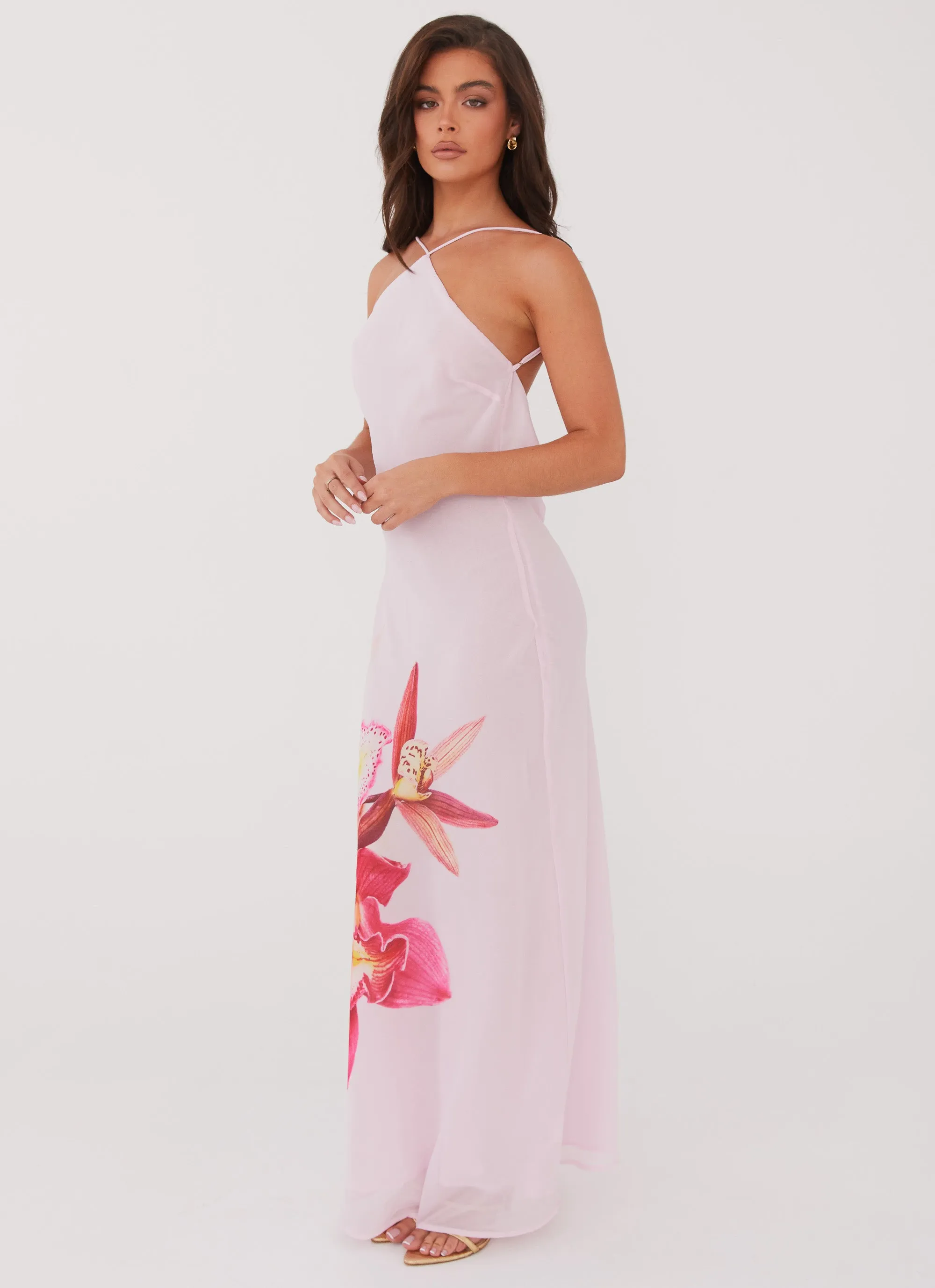 Refined Vibe Blossom Hearts Maxi Dress - Pink Peony