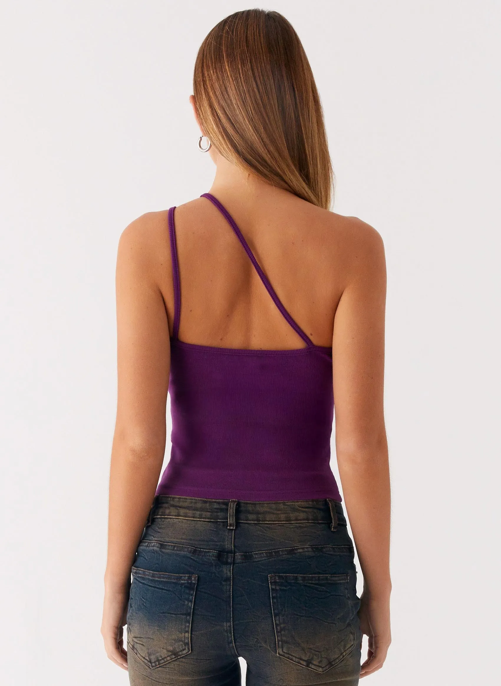 Optix Button Front Top - Plum OdorResistant Treatment HighStretch