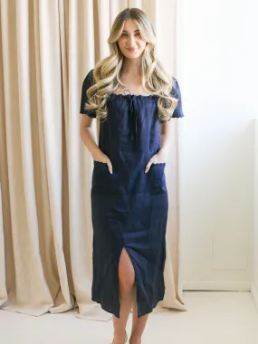 Payton Linen Midi Dress Cozy Drape