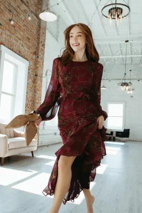 ASTR Biella Ruffle Floral Maxi Dress Lux Collection Sophisticated Cut Printed-Lining