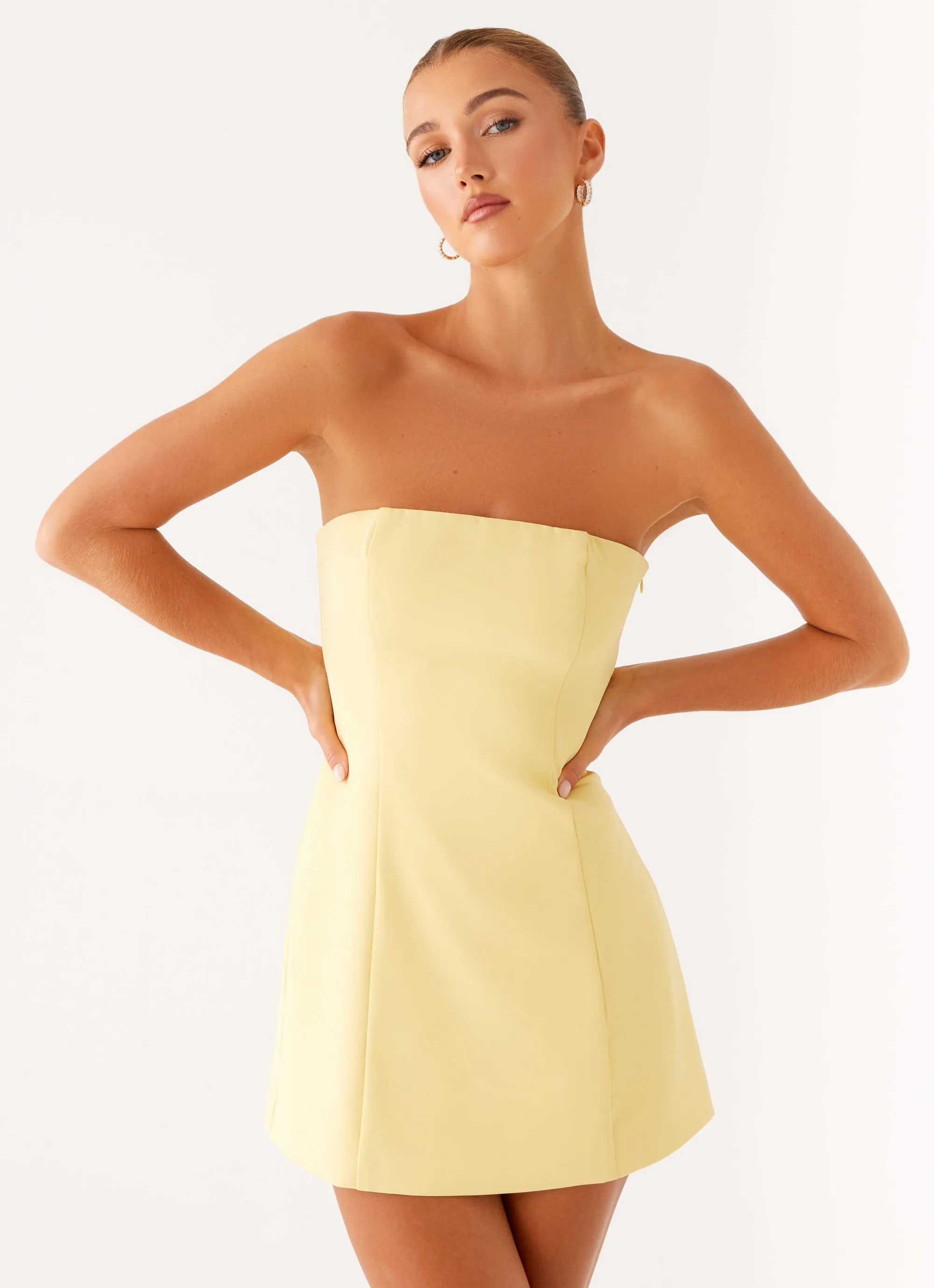 Smart Look Honey Bow Mini Dress - Yellow