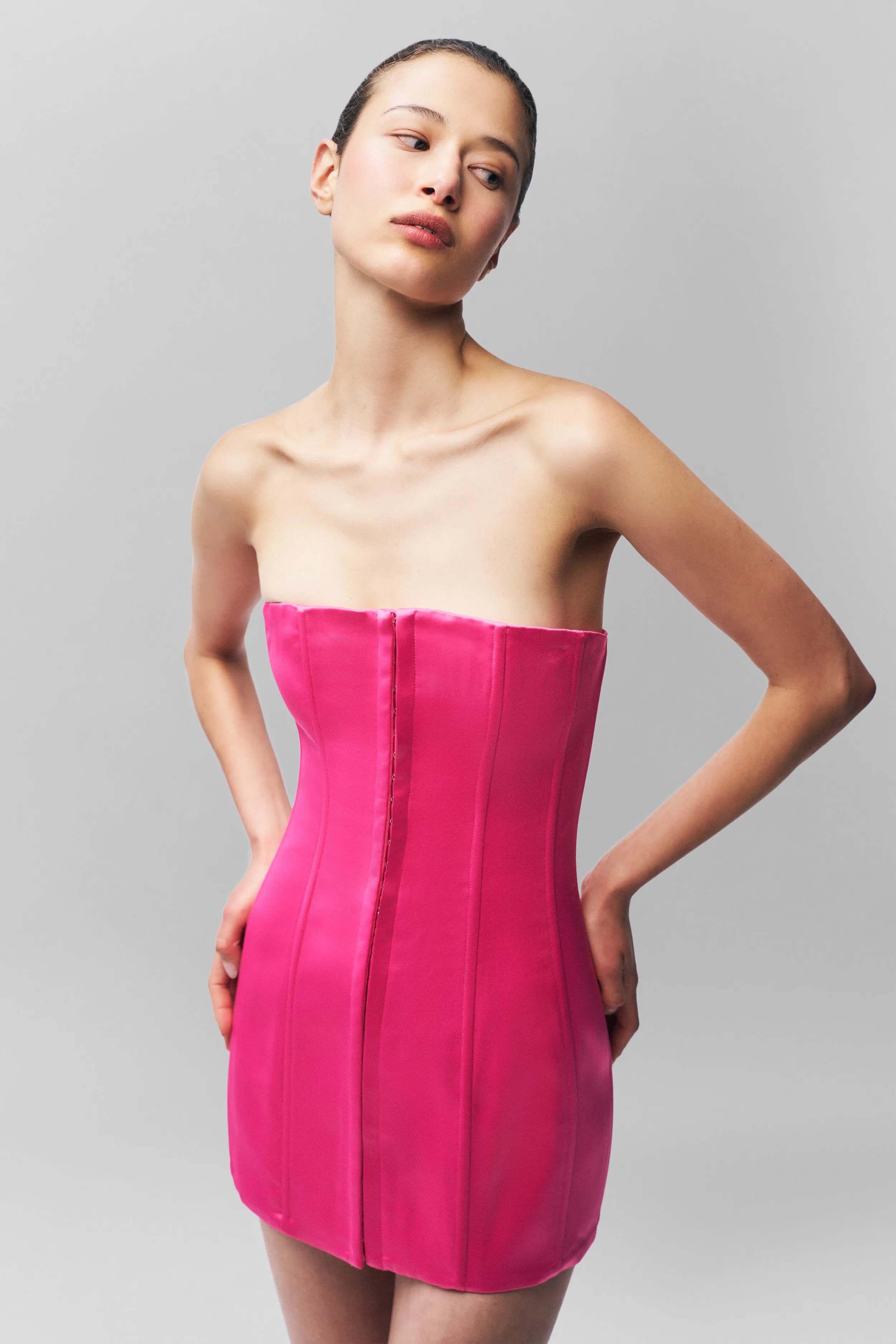 Happy Scent Satin Layers Satin Corset Dress