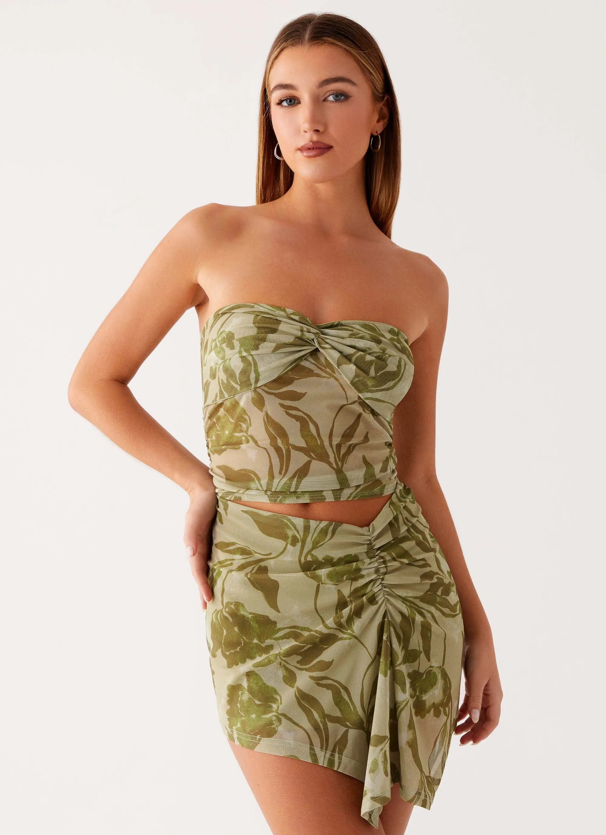 Varona Mini Dress - Jade Fern Silk Touch Soft Focus