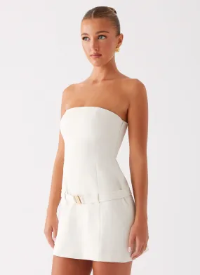 Lume Strapless Mini Dress - Ivory Flattering Wearable Soft Feel