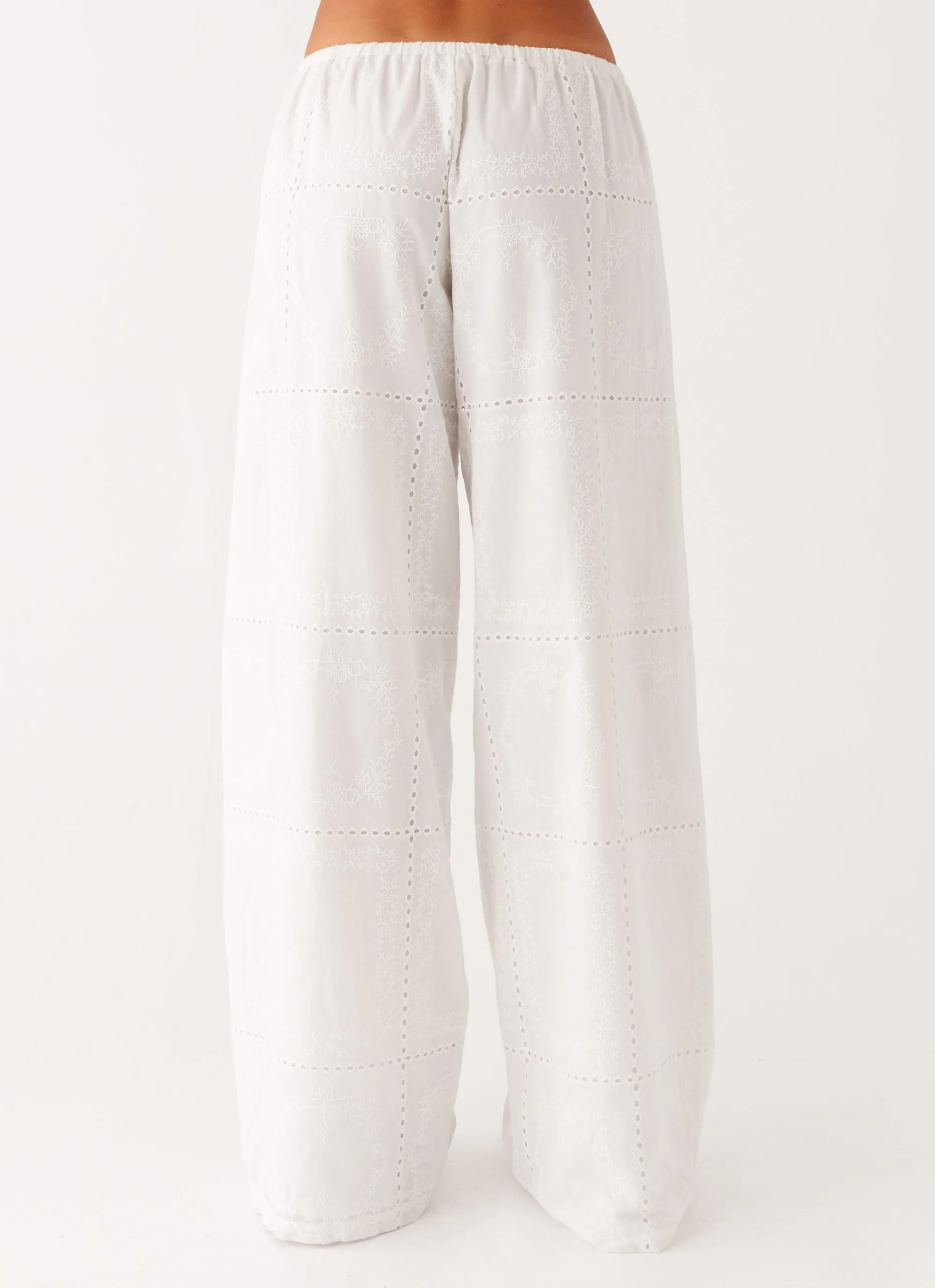 Non Slip Waist Grip Bille Low Rise Pants - White