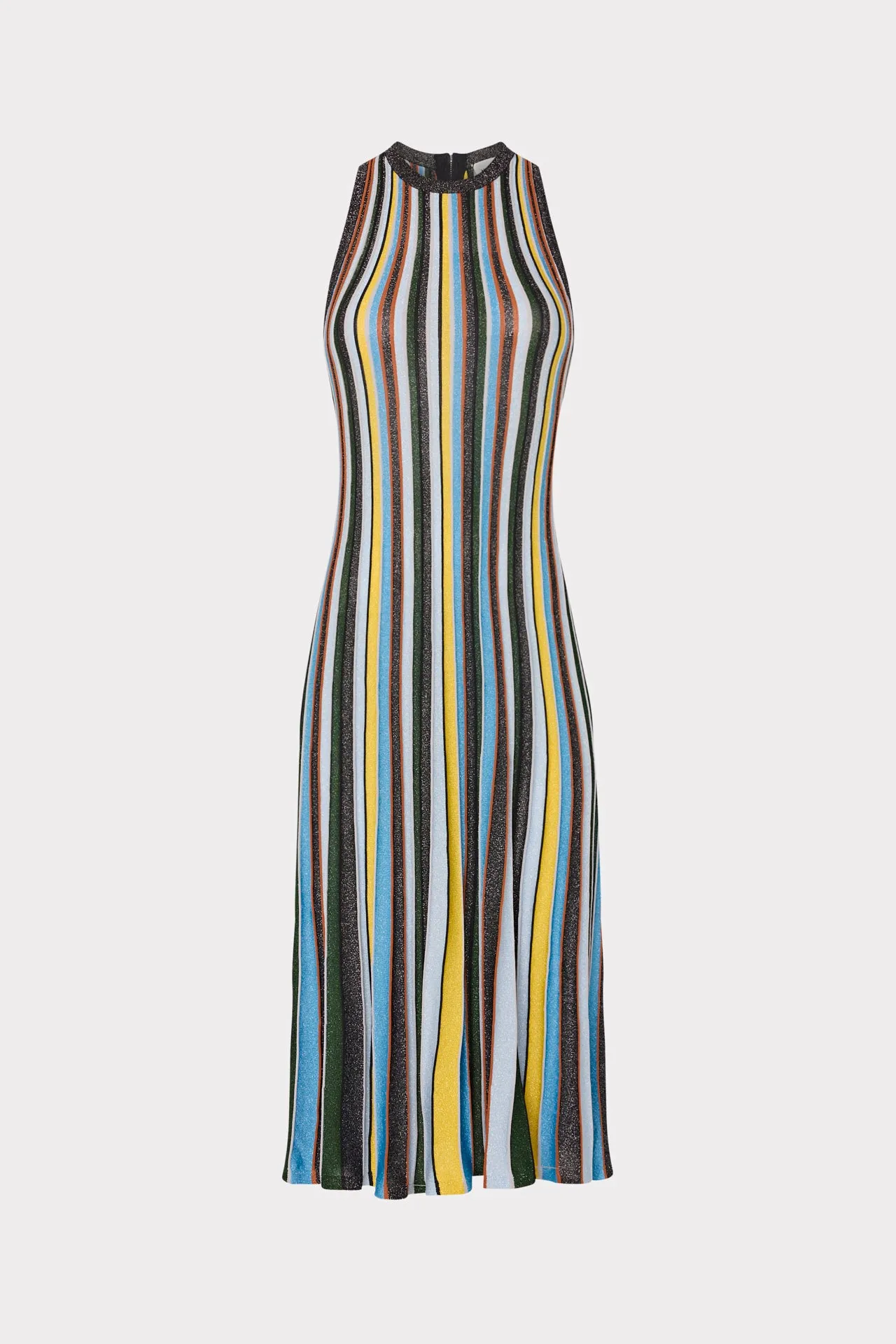 Multi Stripe Halter Knit Midi Dress elegant design