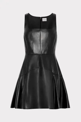 Adjustable-Straps Vegan Leather Mini Dress