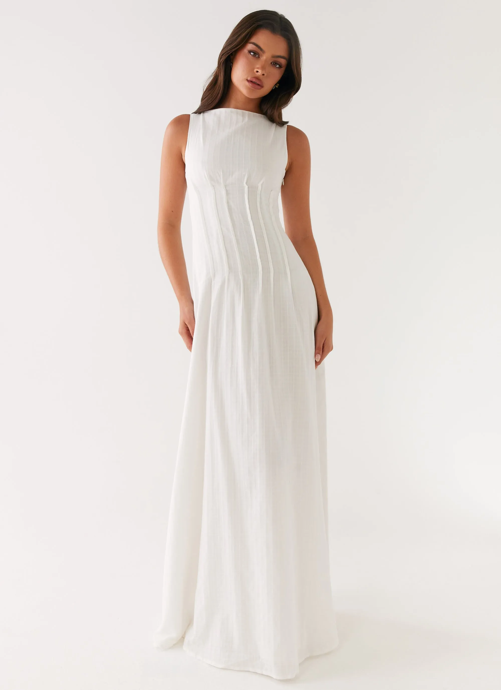 Maloney Maxi Dress - White MultiPurposePockets Contemporary Style