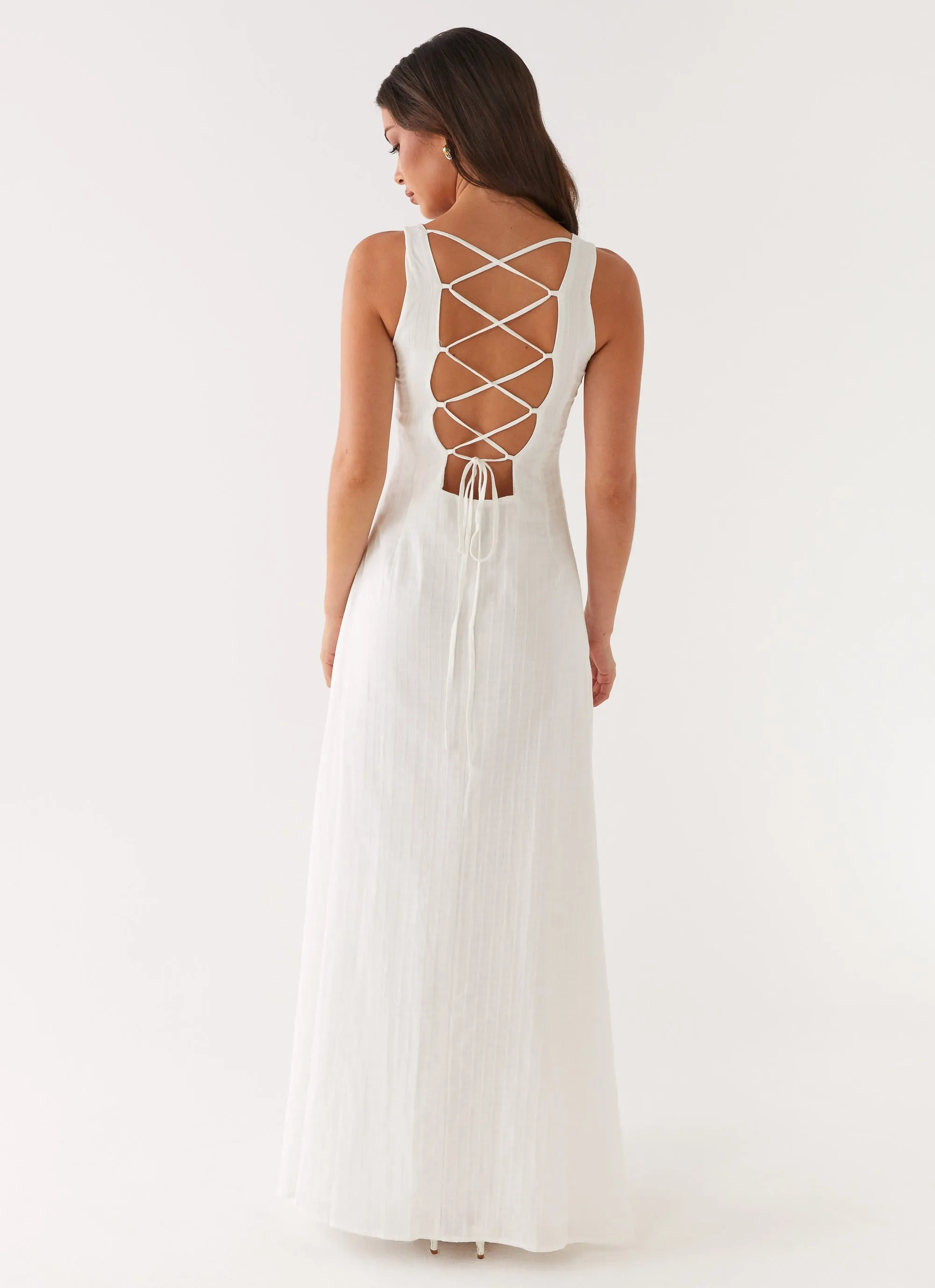 Maloney Maxi Dress - White Halter neck Day Ready Look