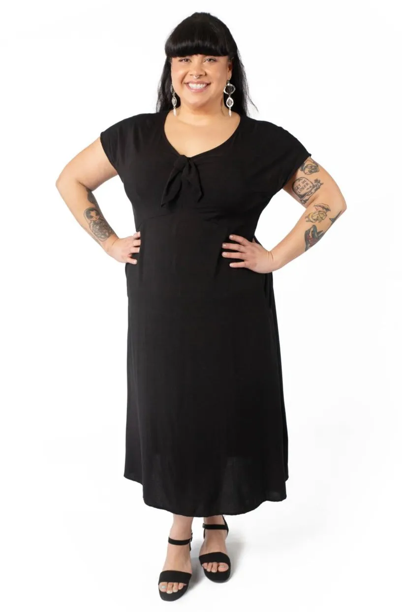 Tatiana Dress in Black Challis Calm Drape Light Base