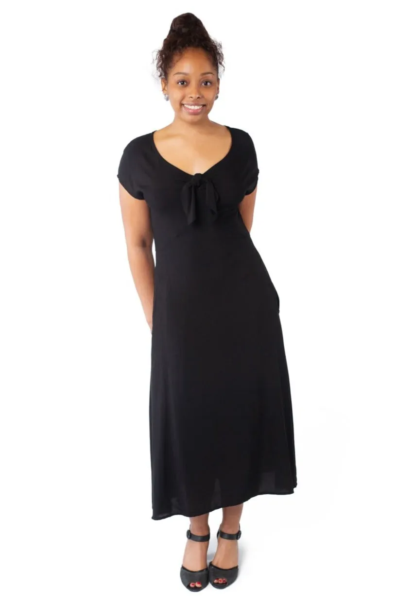 Subtle Finish Relaxed Style Tatiana Dress in Black Challis