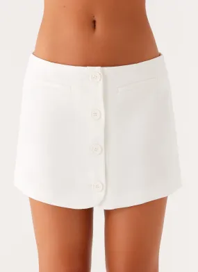 Casual Style Mixie Low Rise Mini Skirt - Ivory