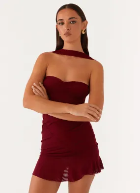 Pari Open Back Mini Dress - Mulberry Bold Finish