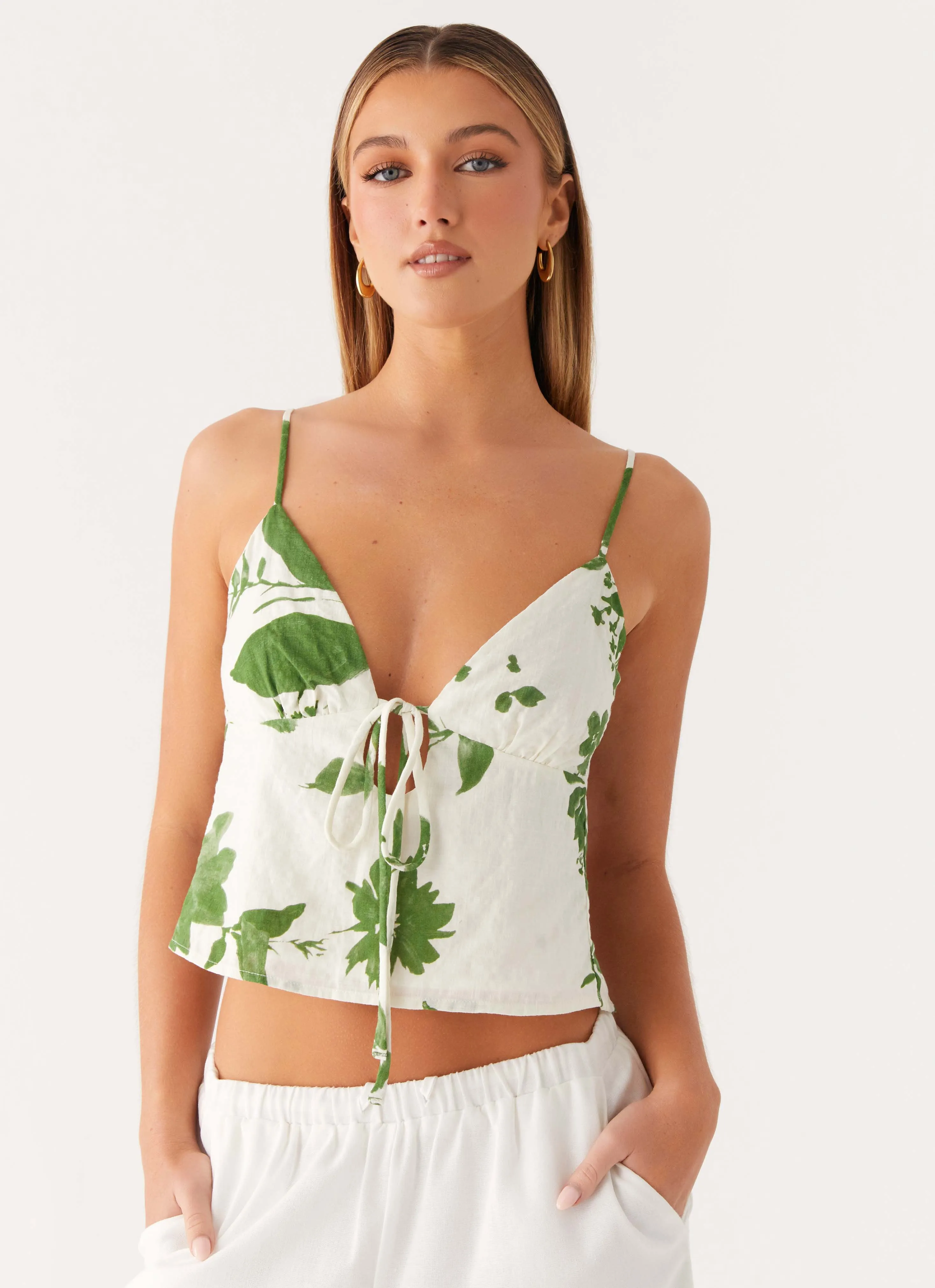 AntiStaticFabric ZipClosure Faela Cami Top - Verdant Bloom