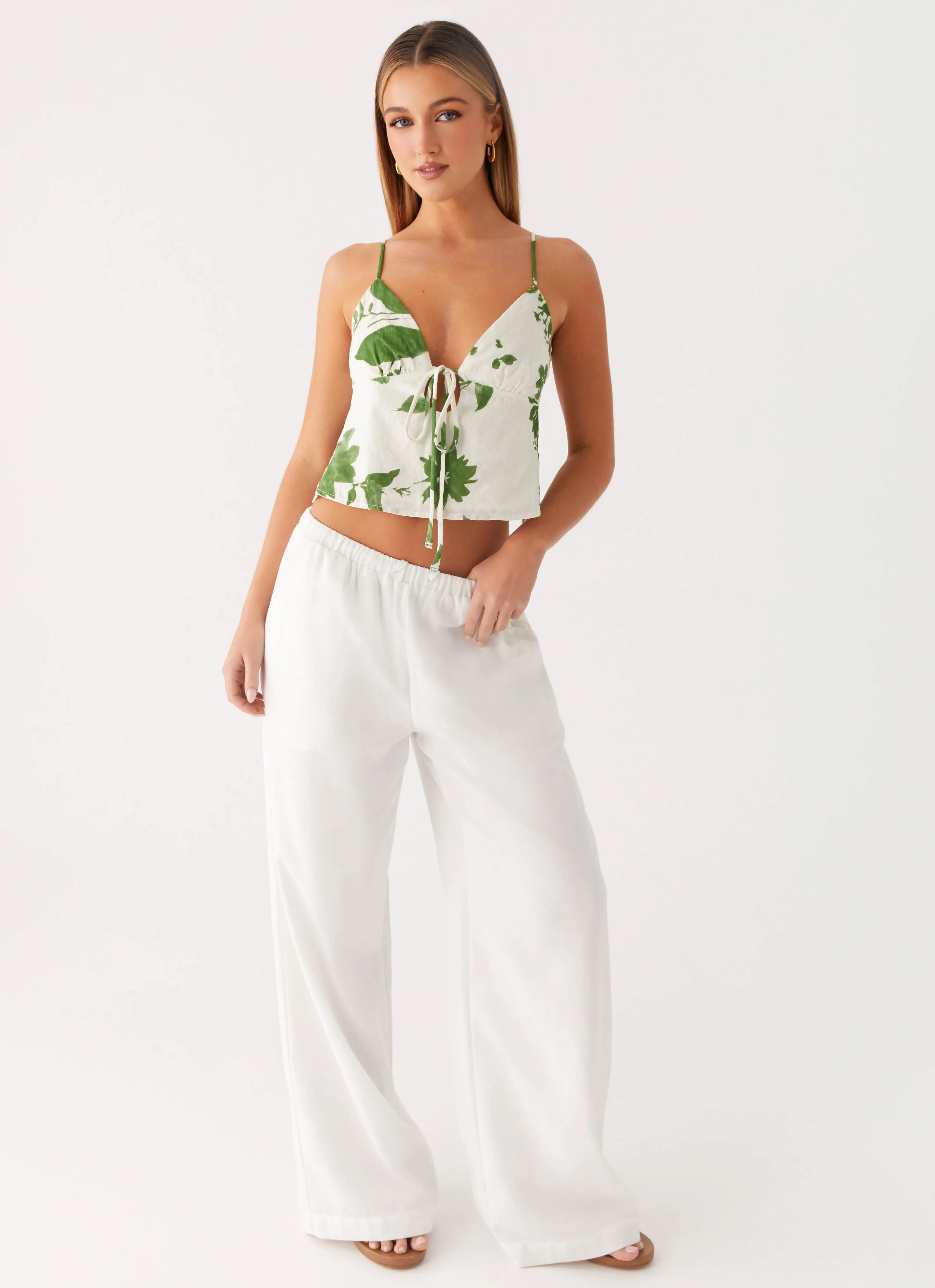 High Durability Material LayeredCollar Faela Cami Top - Verdant Bloom