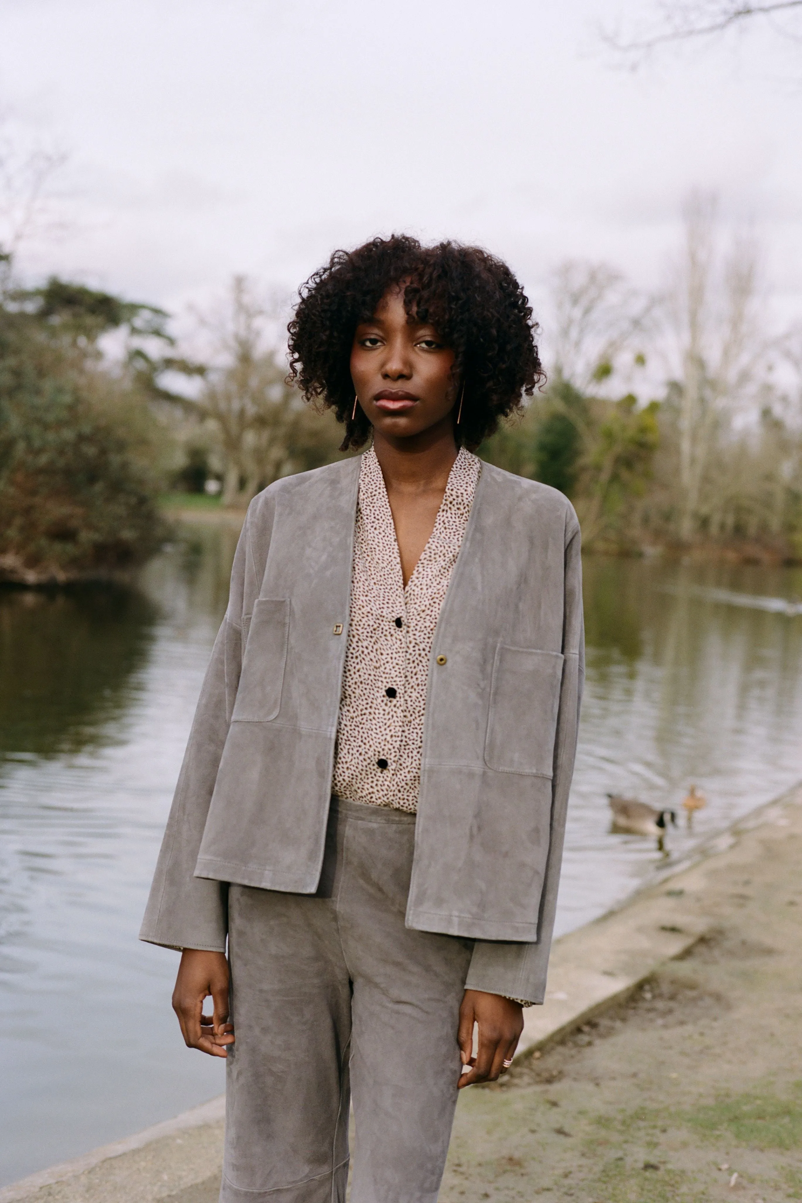 Suede High Waist Pants Chilly Layering anti static