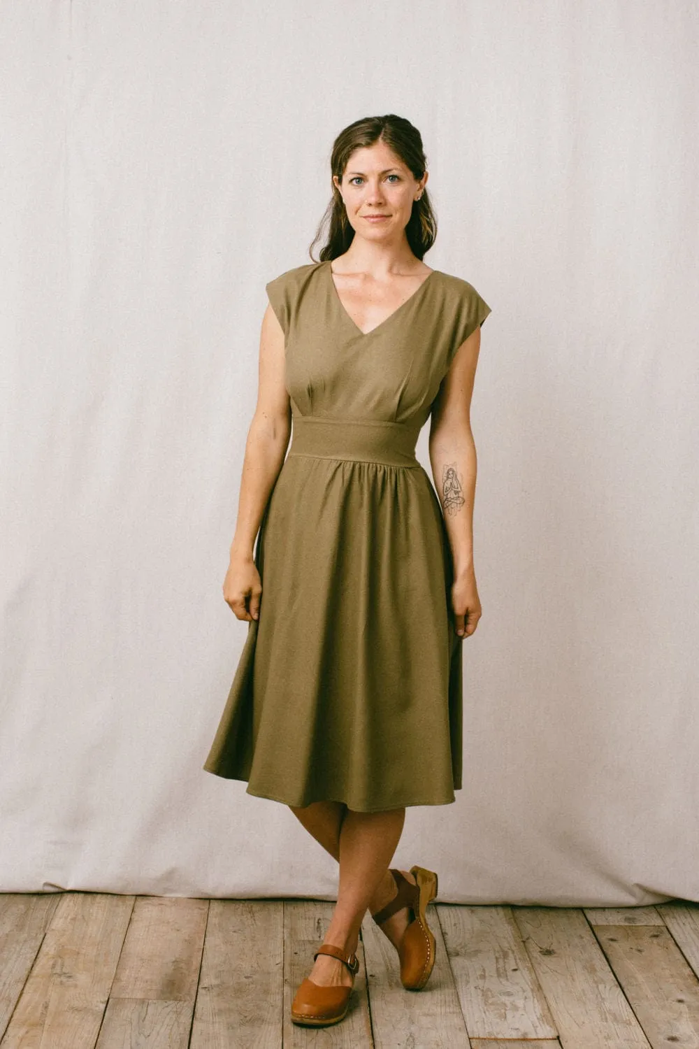 Noble Glow Peace Glow Joy dress in Olive Raw Silk