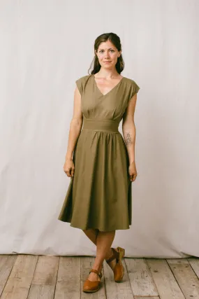 Noble Glow Peace Glow Joy dress in Olive Raw Silk