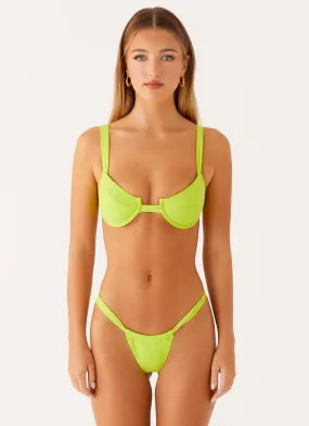 Airlie Scrunch Bikini Bottoms - Sunny Lime Hand Wash Soft Touch Swim