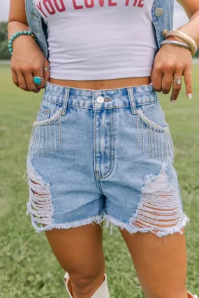Temperature Regulating Tech Rhinestone Rodeo Jean Shorts